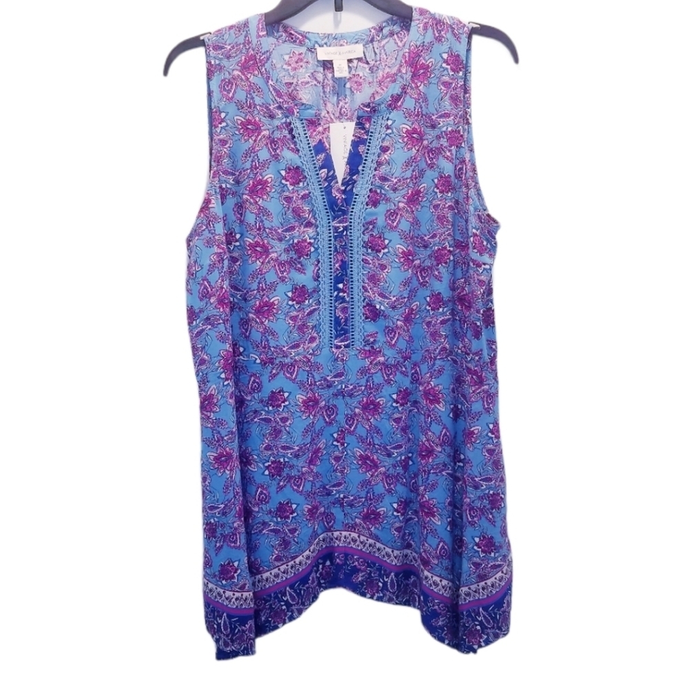 Vintage America Women's Size Medium Top Shirt Tunic Blouse Sleveeless